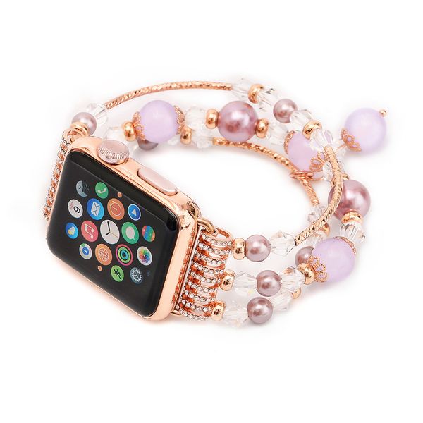 Beads Strap For Apple Watch Band 38mm 42 Mm Series 3 2 1 Fashion Bands 42mm/44mm Series 5 4 Women Pearl Replacement Bracelet For Iwatch