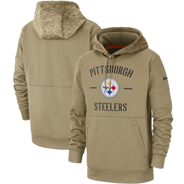 

men's women kid pittsburgh steelers tan 2019 salute to service sideline therma pullover hoodie, Blue;black