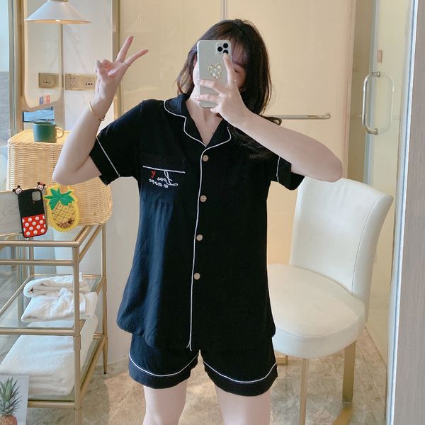 pajamas women summer thin short-sleeved cotton two-piece suit student ins korean women's summer casual pajamas, Black;red
pajamas women summer thin short-sleeved cotton two-piece suit student ins korean women's summer casual pajamas, Black;red