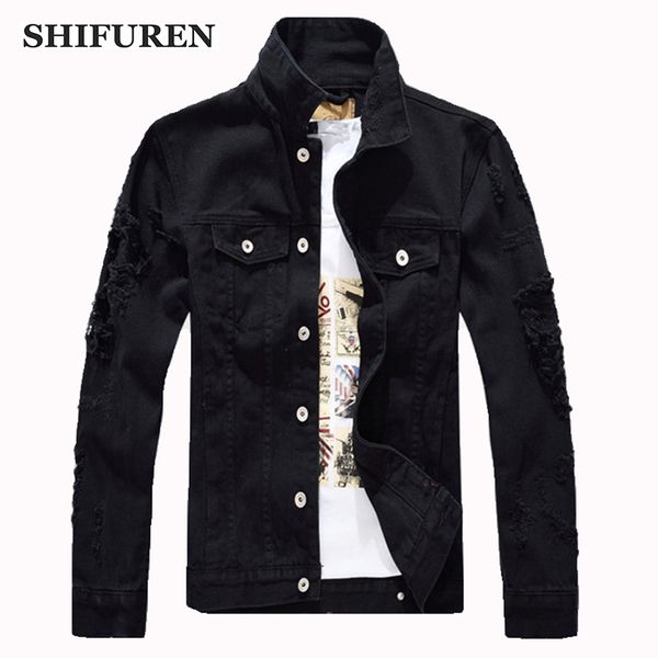 shifuren denim jacket men ripped holes cotton jeans jackets long sleeve fancy male frayed cowboy coats hip hop streetwer, Black;brown
shifuren denim jacket men ripped holes cotton jeans jackets long sleeve fancy male frayed cowboy coats hip hop streetwer, Black;brown