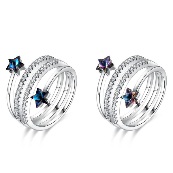 s925 sterling silver double-layer ring blue crystal five-pointed star jewellery spiral adjustable personality christmas ring, Golden;silver
s925 sterling silver double-layer ring blue crystal five-pointed star jewellery spiral adjustable personality christmas ring, Golden;silver