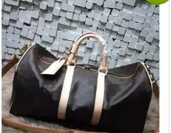 

новая мода мужчины женщины кожаная дорожная сумка вещевой мешок, бренд дизайнер кожаные сумки багажа большой емкости спортивная сумка 55 см