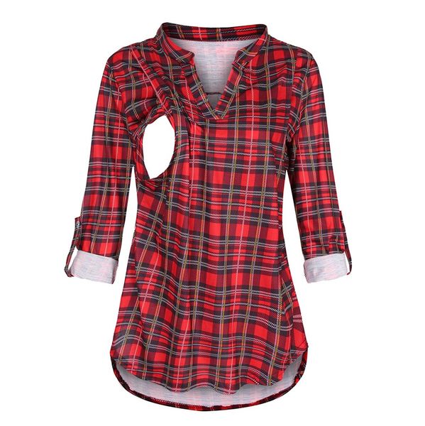 nursing- t-shirt women maternity long sleeve plaid print nursing blouse for breastfeeding outside women casual tee, White
nursing- t-shirt women maternity long sleeve plaid print nursing blouse for breastfeeding outside women casual tee, White
