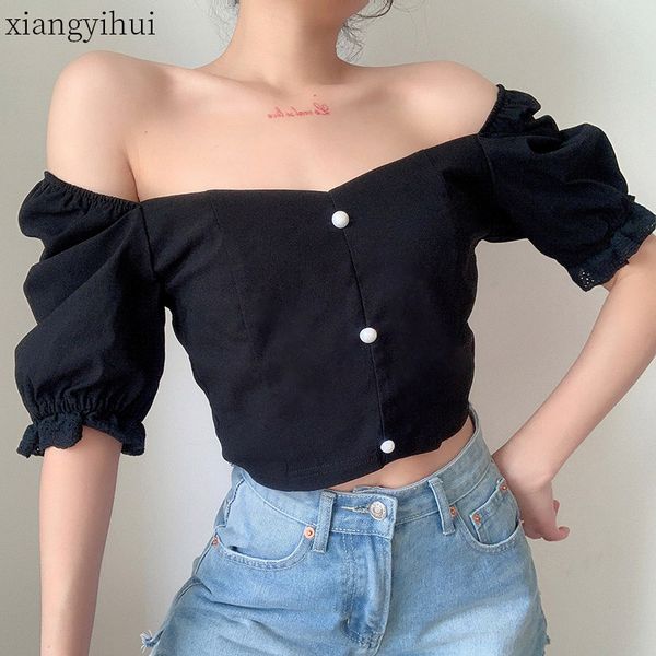 black square collar tshirt women new 2020 casual short-sleeved t-shirt summer fashion puff sleeve ladies t shirt, White
black square collar tshirt women new 2020 casual short-sleeved t-shirt summer fashion puff sleeve ladies t shirt, White