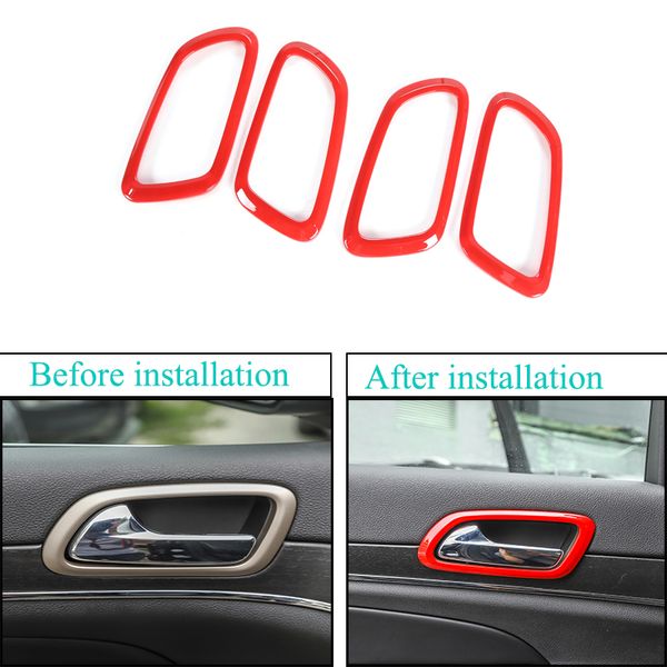 

red abs inner door bowl ring decorative for jeep grand cherokee 2011 auto exterior accessories215d