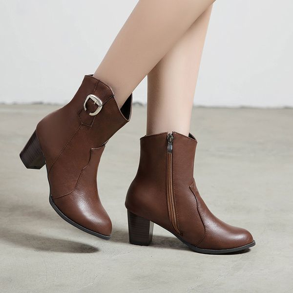 2019 new winter womens shoes block high heel brown black purple zipper buckle sewing ladies ankle boots female booties
2019 new winter womens shoes block high heel brown black purple zipper buckle sewing ladies ankle boots female booties