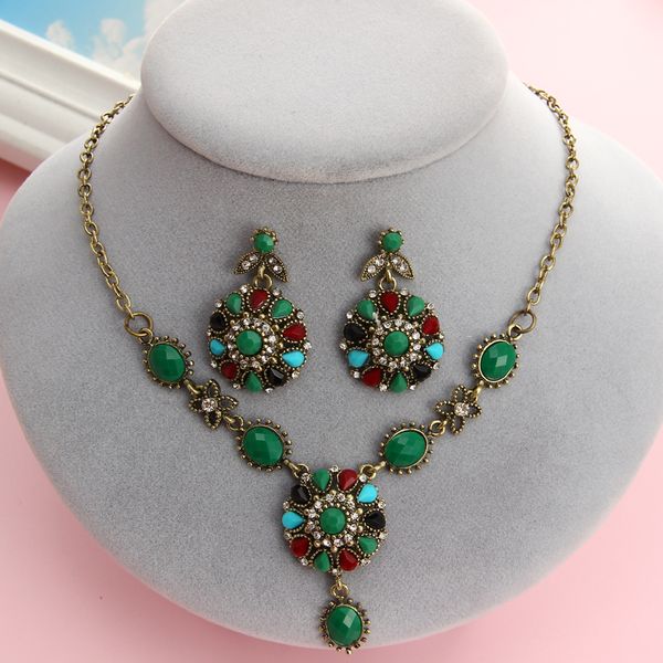 bohemia gem flower jewelry sets women luxury golden plated choker necklace earrings set collar statement necklace earring sets, Silver
bohemia gem flower jewelry sets women luxury golden plated choker necklace earrings set collar statement necklace earring sets, Silver