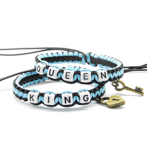 2pcs/pair black blue cord bracelets white king queen with key lock rope chains size adjustable lovers gifts charm bracelets, Golden;silver
2pcs/pair black blue cord bracelets white king queen with key lock rope chains size adjustable lovers gifts charm bracelets, Golden;silver