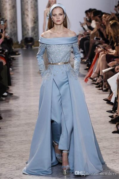 luxury latest jumpsuit evening dresses bateau neck long sleeve prom gowns lace applique sash overskirts custom made formal party wear, Black;red
luxury latest jumpsuit evening dresses bateau neck long sleeve prom gowns lace applique sash overskirts custom made formal party wear, Black;red
