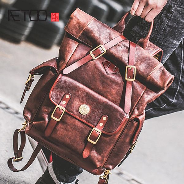 aetoo leather-covered men's backpack, head leather shoulder bag, men's large-capacity travel backpack
aetoo leather-covered men's backpack, head leather shoulder bag, men's large-capacity travel backpack