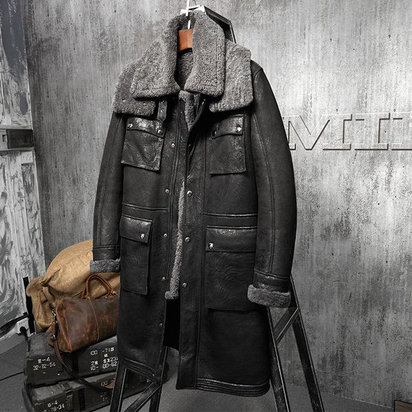 long witner coat men sheep shearing genuine leather jacket men vintage wool jacket real fur coat mens clothing pm-w-1723 yy801, Black
long witner coat men sheep shearing genuine leather jacket men vintage wool jacket real fur coat mens clothing pm-w-1723 yy801, Black