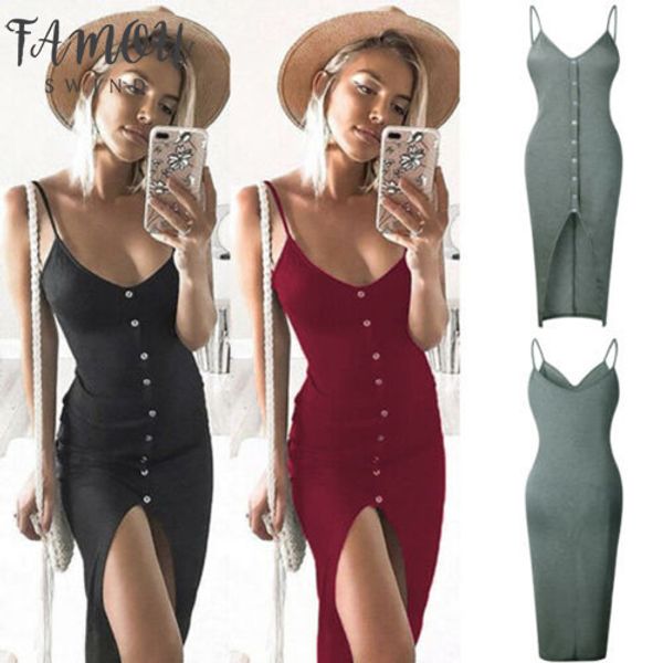 womens sleeveless strappy tank dress slim rib knit button split party midi dress summer, Black;gray
womens sleeveless strappy tank dress slim rib knit button split party midi dress summer, Black;gray