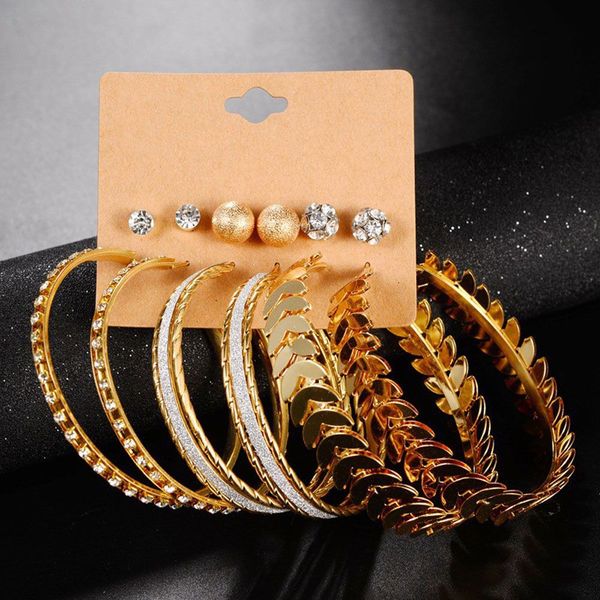 big round circle hoop earrings set personality fashion earrings women party gift jewelry accessories 6 pairs/set, Golden;silver
big round circle hoop earrings set personality fashion earrings women party gift jewelry accessories 6 pairs/set, Golden;silver
