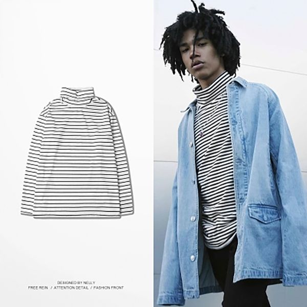 Hip Hop Men Knitted Loose Sweater Stripe Black White Pullover Men Sweaters Turtleneck Korean Style Blusas Masculino Clothes MY33 
Hip Hop Men Knitted Loose Sweater Stripe Black White Pullover Men Sweaters Turtleneck Korean Style Blusas Masculino Clothes MY33