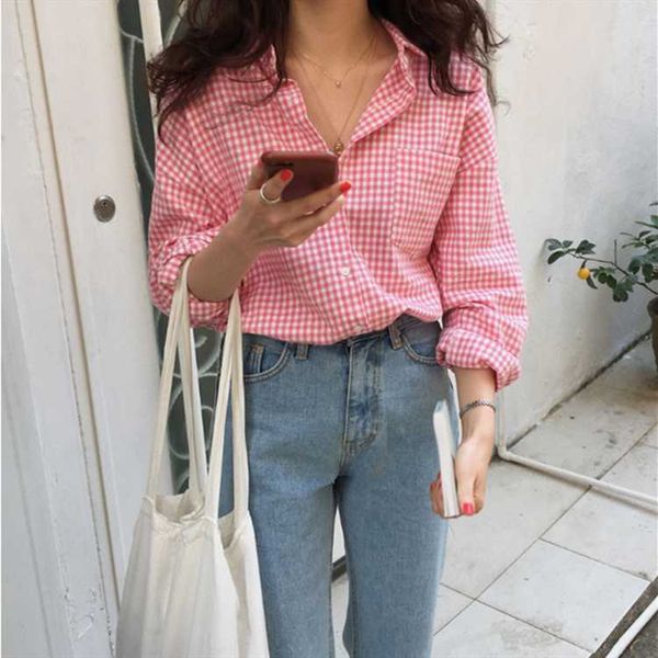 women's blouses & shirts zcwxm 2021 women spring summer blouse korean plaid fashionable single breasted casual loose wild sweet pink, White
women's blouses & shirts zcwxm 2021 women spring summer blouse korean plaid fashionable single breasted casual loose wild sweet pink, White