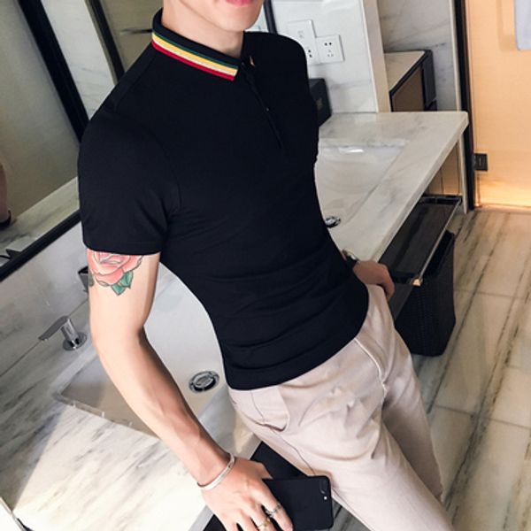 short-sleeved t-shirt tide brand korean version of the trend of slim summer new ice silk shirt ins lapel, White;black
short-sleeved t-shirt tide brand korean version of the trend of slim summer new ice silk shirt ins lapel, White;black
