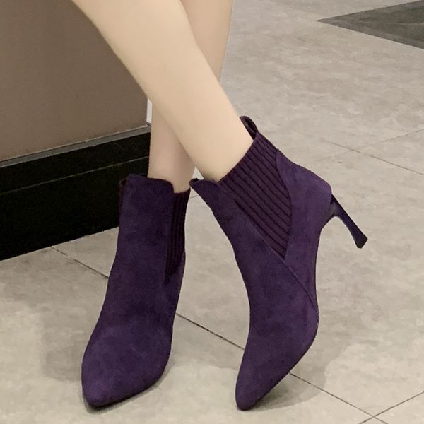 rimocy faux suede patchwork ankle boots for women pointed toe high heels shoes woman winter knitting slip on botas mujer, Black
rimocy faux suede patchwork ankle boots for women pointed toe high heels shoes woman winter knitting slip on botas mujer, Black