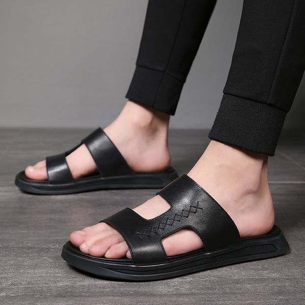 men's summer big size sandals sandy beach shoes sandals men's, Black