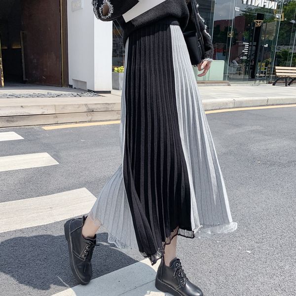 genayooa vintage knitted skirts womens casual high waist a-line skirt stitching long pleated skirts streetwear 2019, Black
genayooa vintage knitted skirts womens casual high waist a-line skirt stitching long pleated skirts streetwear 2019, Black