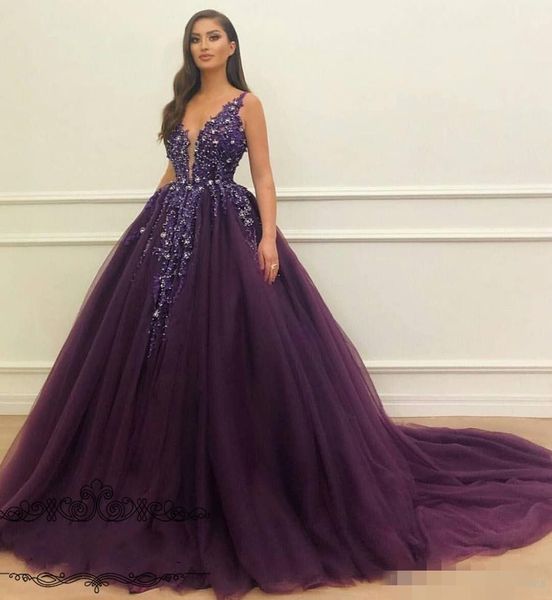 luxury crystals plumn purple prom dresses spaghetti straps sweep train plunging v neck tulle beaded evening gowns custom made vestido, Black
luxury crystals plumn purple prom dresses spaghetti straps sweep train plunging v neck tulle beaded evening gowns custom made vestido, Black