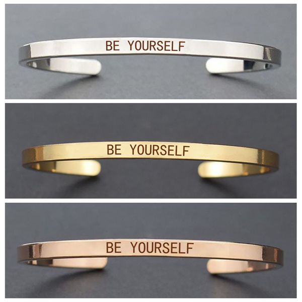 be yourself letters engraved metal inspirational quotes bracelets for women om inspirational jewelry gift, White
be yourself letters engraved metal inspirational quotes bracelets for women om inspirational jewelry gift, White