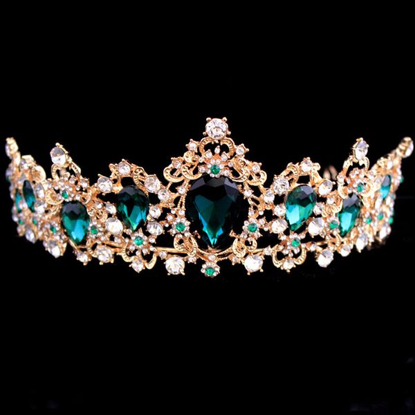 baroque crown red blue green crystal bridal tiaras crown vintage gold hair accessories wedding rhinestone diadem pageant crowns, White;golden 
baroque crown red blue green crystal bridal tiaras crown vintage gold hair accessories wedding rhinestone diadem pageant crowns, White;golden