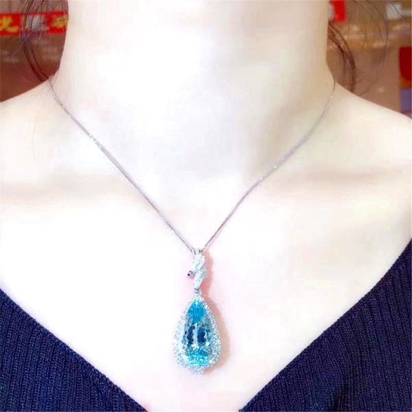 big aquamarine gemstones diamonds pendant necklaces for women blue crystal 18k white gold silver choker chain jewelry
big aquamarine gemstones diamonds pendant necklaces for women blue crystal 18k white gold silver choker chain jewelry