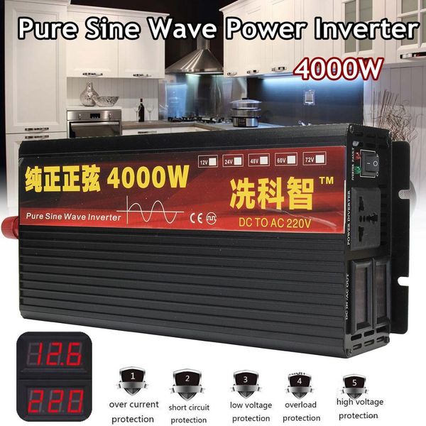 inverter 12v 220v 2000/3000/4000w voltage transformer pure sine wave power inverter dc12v to ac 220v converter + 2 led display
inverter 12v 220v 2000/3000/4000w voltage transformer pure sine wave power inverter dc12v to ac 220v converter + 2 led display