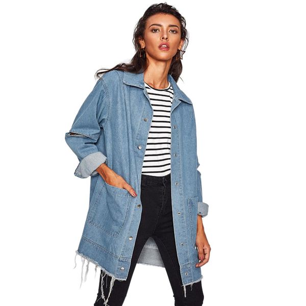 diwish women's jackets autumn windbreaker large size coat female tassel solid casual long clothes hole denim turn-down collar, Tan;black
diwish women's jackets autumn windbreaker large size coat female tassel solid casual long clothes hole denim turn-down collar, Tan;black