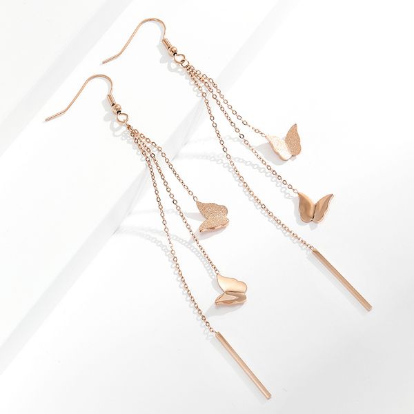 women's europe and america titanium steel butterfly drop earrings rose gold color plated stud earrings accessories jewelry, Silver
women's europe and america titanium steel butterfly drop earrings rose gold color plated stud earrings accessories jewelry, Silver