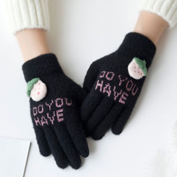 women girls warm gloves fruit decorative windproof cold-proof knitted full finger gloves for autumn winter, Black
women girls warm gloves fruit decorative windproof cold-proof knitted full finger gloves for autumn winter, Black