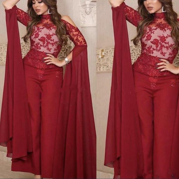 new long sleeve dark red jumpsuit prom dresses high neck appliques african formal evening gowns abenkleider celebrity dress cocktail party, Black;red
new long sleeve dark red jumpsuit prom dresses high neck appliques african formal evening gowns abenkleider celebrity dress cocktail party, Black;red