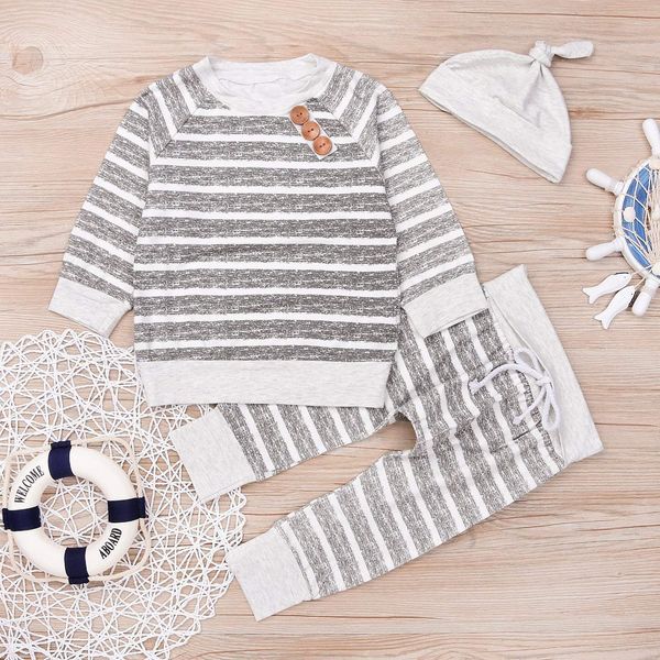 newborn baby boys girls grey hoodie sweatshirt + striped pants outfits set toddling around clothes, Blue;gray
newborn baby boys girls grey hoodie sweatshirt + striped pants outfits set toddling around clothes, Blue;gray
