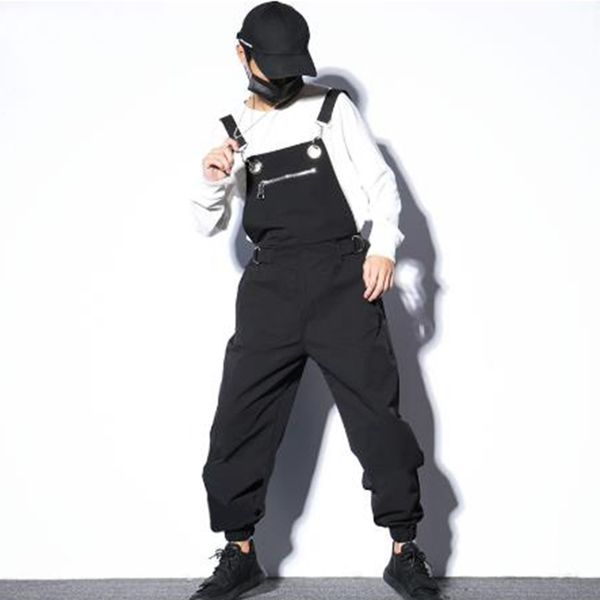 men casual zipper bib pant streetwear harem pants overalls male women hip hop jumpsuits trousers, Black
men casual zipper bib pant streetwear harem pants overalls male women hip hop jumpsuits trousers, Black