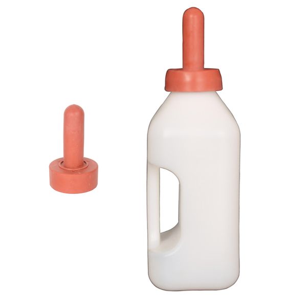 2 l calf milk bottle with handle, thickened plastic+rubber nipple for calves cow feeding
2 l calf milk bottle with handle, thickened plastic+rubber nipple for calves cow feeding