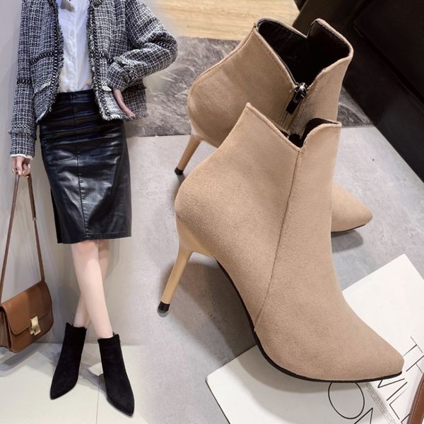women boots 2020 fashion flock warm high heel ankle boots pointed toe zipper winter ladies shoes thin heel shoes size 34-40, Black
women boots 2020 fashion flock warm high heel ankle boots pointed toe zipper winter ladies shoes thin heel shoes size 34-40, Black
