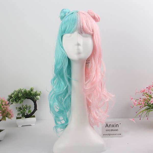 anxin 2020 women pink blue stitching two-color long wave wig advanced custom fiber synthetic bob wig party cosplay, Black
anxin 2020 women pink blue stitching two-color long wave wig advanced custom fiber synthetic bob wig party cosplay, Black