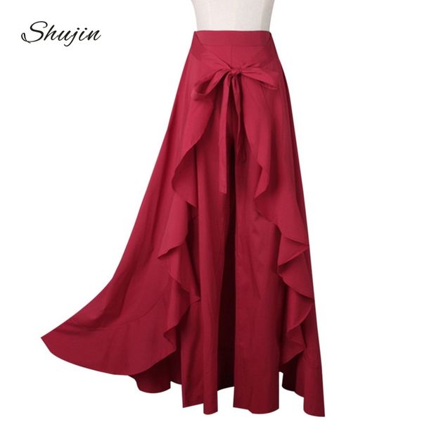 shujin women loose pants casual bow tie high waist ruffle trousers 2018 fashion solid irregular female long harem pants skirts, Black;white
shujin women loose pants casual bow tie high waist ruffle trousers 2018 fashion solid irregular female long harem pants skirts, Black;white