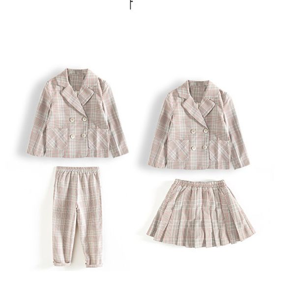 plaid kids suit toddler baby girls clothes set spring long sleeve coat fall fashion skirt pants 2 pcs children outfits, White
plaid kids suit toddler baby girls clothes set spring long sleeve coat fall fashion skirt pants 2 pcs children outfits, White