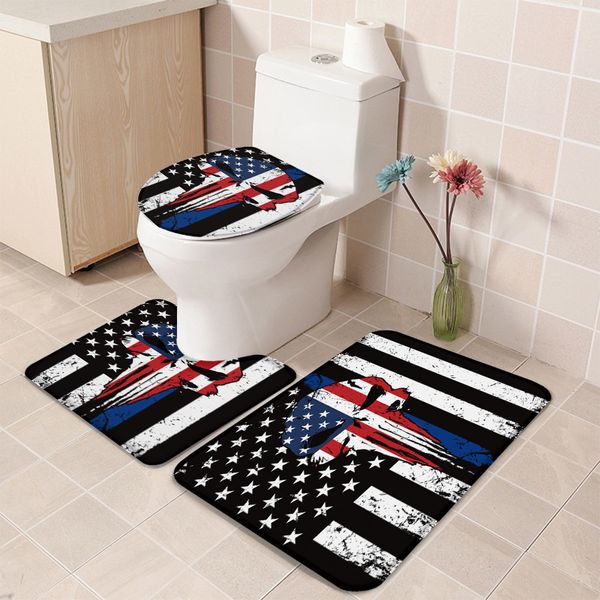 3 pieces bathroom set punisher skull blue line american flag bath set toilet cover mat pedestal rug non-slip bathroom rug set
3 pieces bathroom set punisher skull blue line american flag bath set toilet cover mat pedestal rug non-slip bathroom rug set