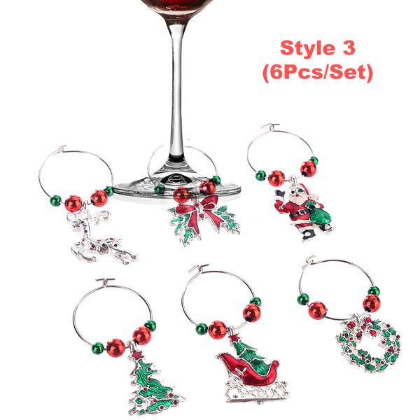 

6pcs wine glass charms set christmas cup rings kit xmas drink markers tags party favors pendant