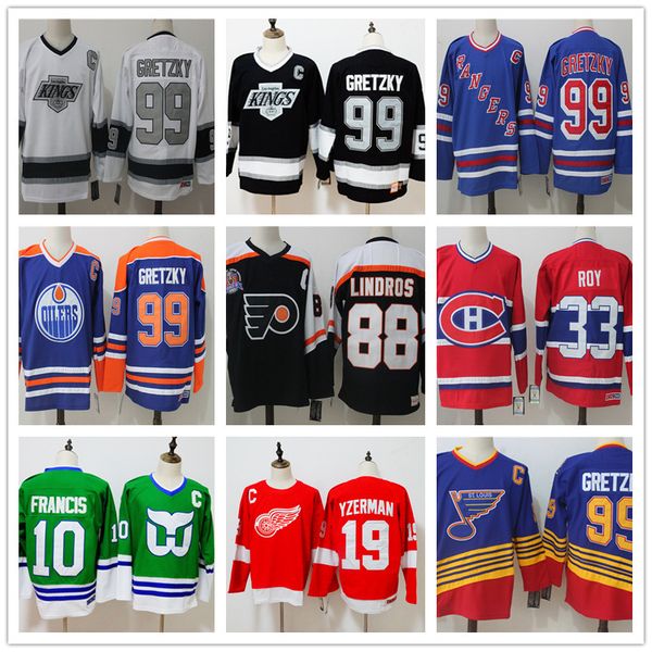 Men's 99 Wayne Gretzky 33 Patrick Roy 88 Eric Lindros 19 Steve Yzerman 10 Francis CCM heroes of Hockey Authentic Jersey Stitched patches
Men's 99 Wayne Gretzky 33 Patrick Roy 88 Eric Lindros 19 Steve Yzerman 10 Francis CCM heroes of Hockey Authentic Jersey Stitched patches