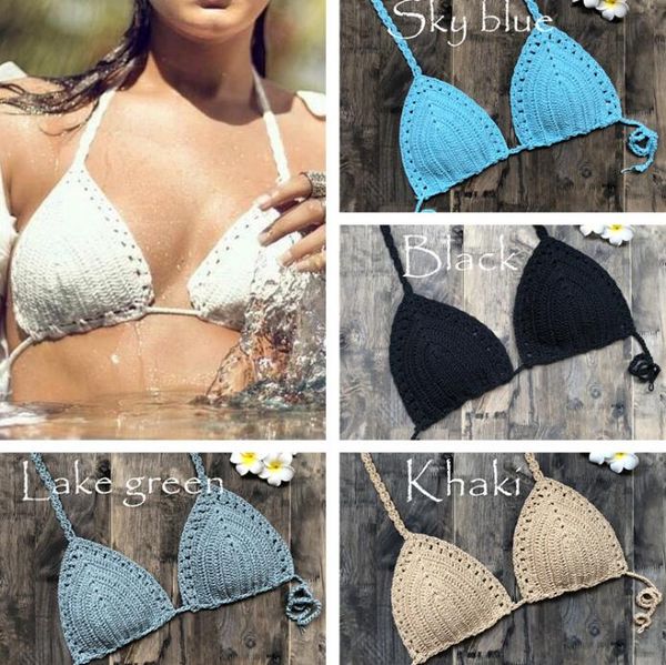 2019 handmade crochet women bikini boho beach bralette halter knitted swimsuit brazilian bikinis bathing suit top, White;black
2019 handmade crochet women bikini boho beach bralette halter knitted swimsuit brazilian bikinis bathing suit top, White;black