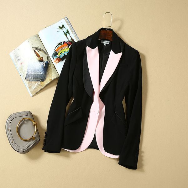 autumn 2019 new european and american women's wear long sleeve lapel color contrast fashion slim short coat, Black;brown
autumn 2019 new european and american women's wear long sleeve lapel color contrast fashion slim short coat, Black;brown