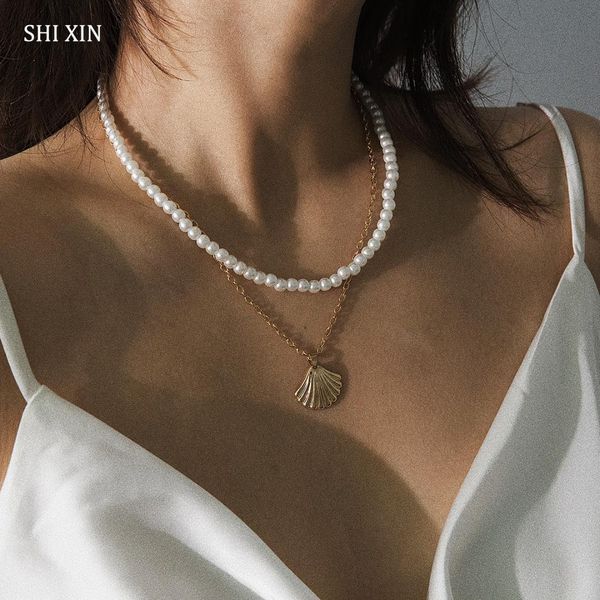 shixin layered pearl choker necklace for women boho metal scallop shell pendant necklace 2019 fashion female jewelry on the neck, Silver
shixin layered pearl choker necklace for women boho metal scallop shell pendant necklace 2019 fashion female jewelry on the neck, Silver