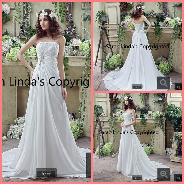 2019 new arrival chiffon a line summer beach wedding dresses strapless with sweetheart neck beading pleated bride gowns 2019, White
2019 new arrival chiffon a line summer beach wedding dresses strapless with sweetheart neck beading pleated bride gowns 2019, White