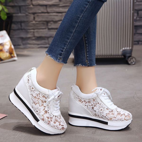 summer new lace breathable sneakers women shoes comfortable casual woman platform wedge shoes, Black
summer new lace breathable sneakers women shoes comfortable casual woman platform wedge shoes, Black