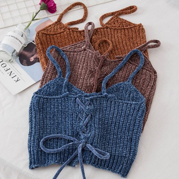 women knitted sweater crop femme bandage sleeveless short vest, White;black
women knitted sweater crop femme bandage sleeveless short vest, White;black