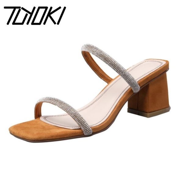 tuyoki women sandals shoes high-quality square high heels shoes women fashion little crystals solid casual slippers size 34-39, Black
tuyoki women sandals shoes high-quality square high heels shoes women fashion little crystals solid casual slippers size 34-39, Black