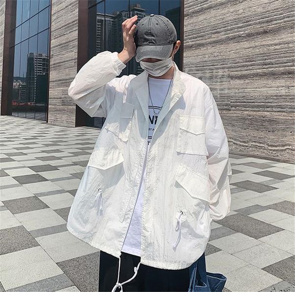 fashion plus size solid color mens outwear designer multi pocket breathable male coats loose cargo clothing, Black;brown
fashion plus size solid color mens outwear designer multi pocket breathable male coats loose cargo clothing, Black;brown